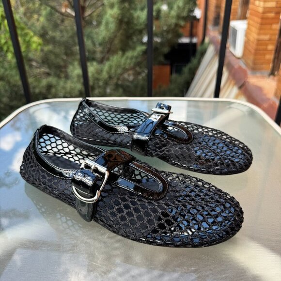New Jeffrey Campbell Netted mesh Ballet Flats Black 7 - Picture 10 of 12